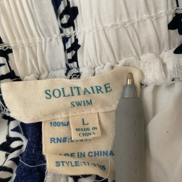 Solitaire Navy White Swimwear Open Sides Rayon Pants Joggers Size L - Picture 9 of 10